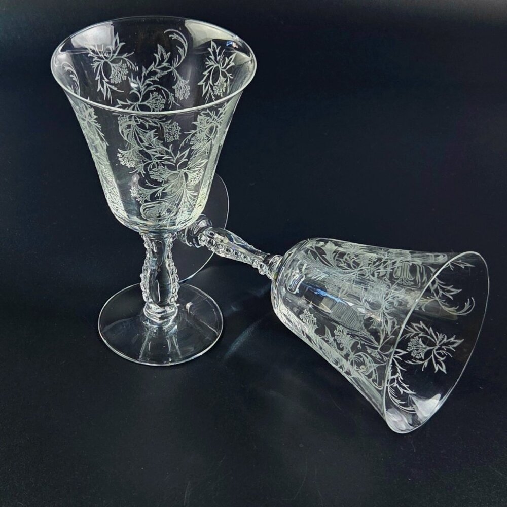 Vintage - Low Water/Wine Goblet Heather by Fostoria - Set of 2 - 6 3/8" Tall